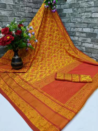 Hita Yellow spun Cotton Saree