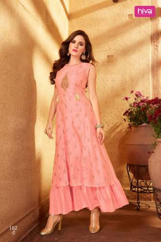 Hiva-Sparkle Muslin And  Silk Long  Kurti 