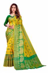 IB YELLOW SILK SAREE
