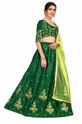 ISHITA BOTTI GREEN BANGLORI SATIN LAHENGA CHOLI 