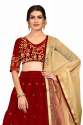ISHITA BOTTI MAROON BANGLORI SATIN LAHENGA CHOLI  thumb 1