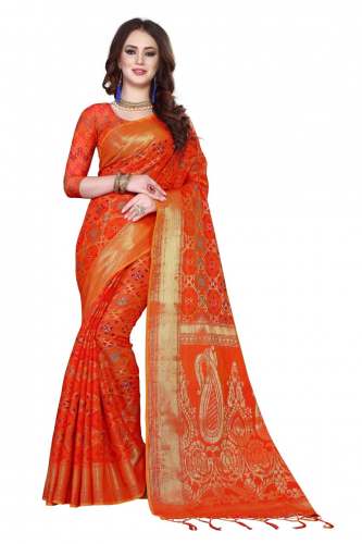 Janki-2Orange1 kanjivaram sil saree