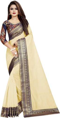 JANKI BEIGE CHANDERI COTTON SLIK SAREES