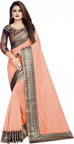JANKI PEACH CHANDERI COTTON SLIK SAREES
