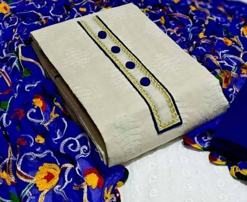 JANVI BLUE KHADI COTTON DRESS MATERIAL