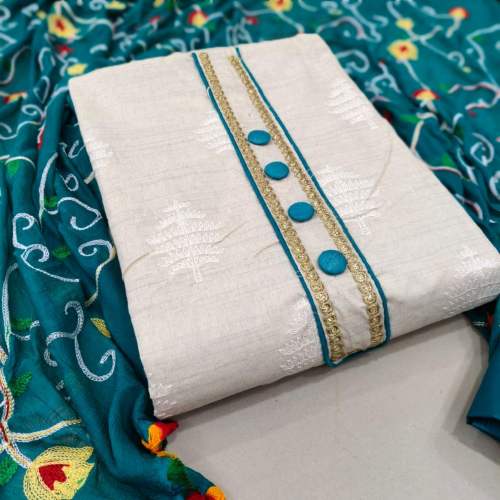 JANVI C-GREEN KHADI COTTON DRESS MATERIAL
