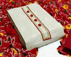 JANVI RED KHADI COTTON DRESS MATERIAL