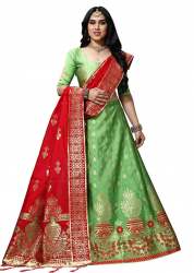 Jiyana Green Banarasi Silk Lehnga 