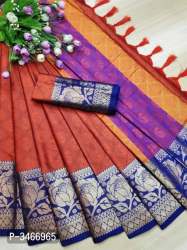 Jiyana Gulab Orange Cotton Saree