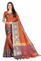 Jiyana Gulab Orange Cotton Saree thumb 1