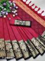 Jiyana Gulab Red Cotton Saree