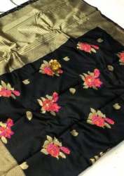 JIYANA PHOOL BLACK SILK SAREE 