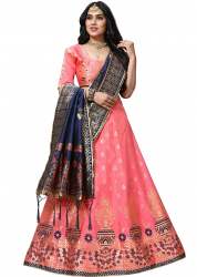 Jiyana Pink Banarasi Silk Lehnga 