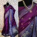JIYANA ROYAL PURPLE BANARASI SILK SAREE thumb 1