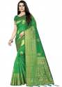 Jiyana Temple Green Banarasi Silk Saree