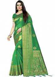 Jiyana Temple Green Banarasi Silk Saree