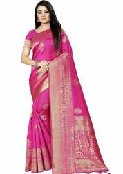 Jiyana Temple Pink Banarasi Silk Saree