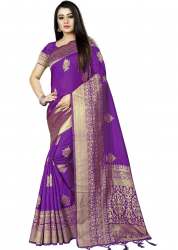 Jiyana Temple Purple Banarasi Silk Saree