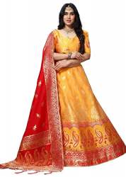 Jiyana Yellow_1 Banarasi Silk Lehnga 