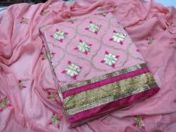 JULIE PINK SEMI MODAL DRESS MATERIAL