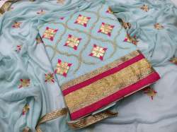 JULIE SKYBLUE SEMI MODAL DRESS MATERIAL