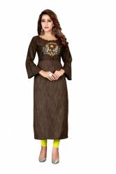 KAJAL FANCY BROWN COTTON KURTI