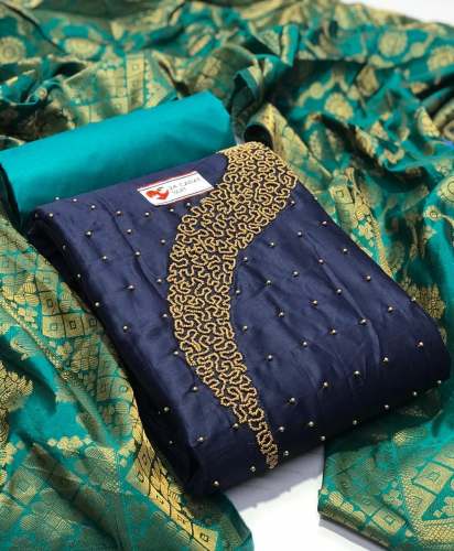 KAJAL NAVY BLUE MODAL SILK DRESS MATERIAL