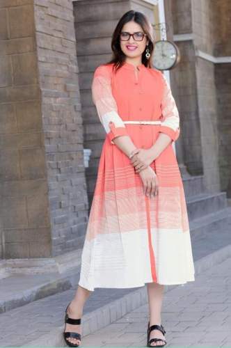 KALKI&BIBA PEACH RAYON KURTI 