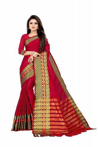 KASHVI VOL 1 MAROON COTTON SILK SAREES
