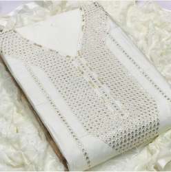 KASTURI WHITE SEMI LOAN COTTON DRESS MATERIAL