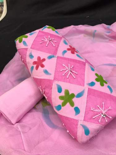 Kaveri Pink Cotton Dress Material 