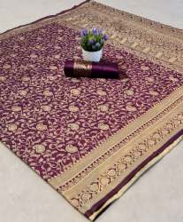 Kerry Purple Cotton Silk Saree