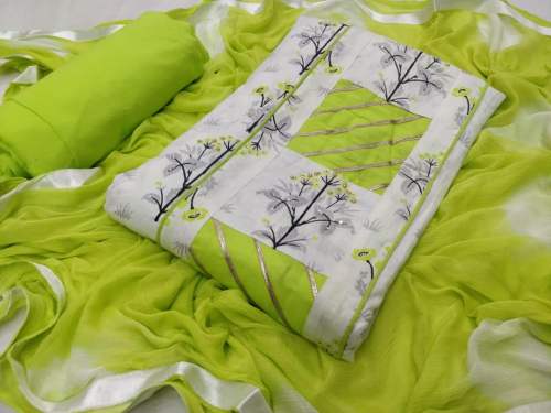 KESHVI GREEN COTTON DRESS MATERIAL