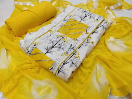  KESHVI YELLOW COTTON DRESS MATERIAL