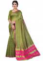 Ketonic Checks Mahendi Art Silk Saree