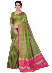 Ketonic Checks Mahendi Art Silk Saree