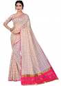 Ketonic Checks White Art  Silk Saree