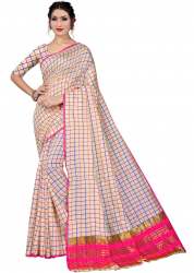 Ketonic Checks White Art  Silk Saree