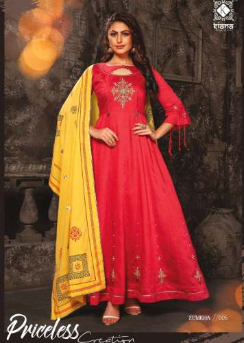 Kiana Zumkha  Fancy Chanderi Long Kurti 