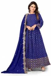 Krishi Blue Georgette Gown