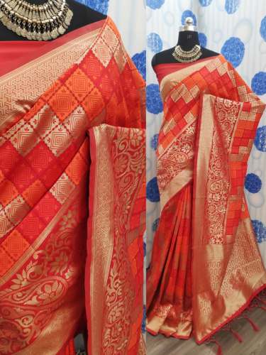 LICHY BOX ORANGE BANARASI SAREE