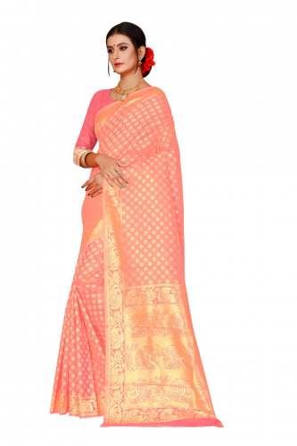 LIGHT PEACH COTTON SAREES
