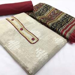 LIZZA MAROON KHADI COTTON DRESS MATERIAL