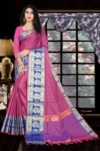 Mango Mor Pink Cotton Silk Saree