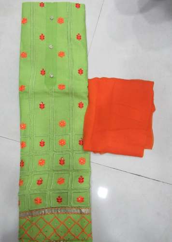 MEERA GREEN COTTON DRESS MATERIAL