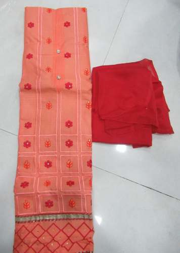 MEERA PEACH COTTON DRESS MATERIAL