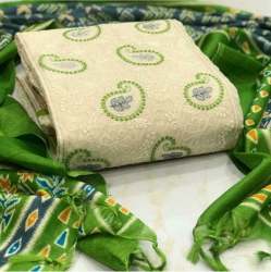 MISTRY GREEN CHANDERI DRESS MATERIAL