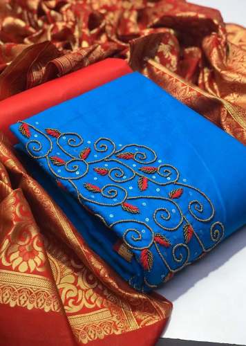 MOHNA BLUE COTTON DRESS MATERIAL