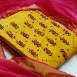 MONA YELLOW SEMI MODAL DRESS MATERIAL