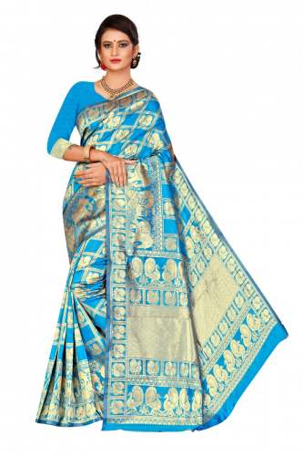 MOR HATHI SKYBLUE COTTON SAREES